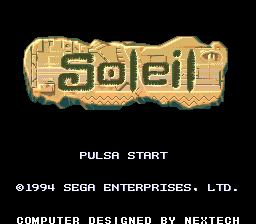 Soleil title screen for Sega Mega Drive